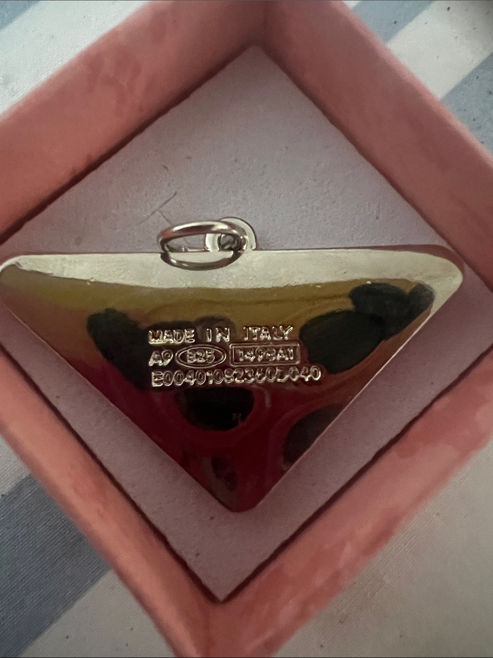 PRADA Mint Enamel Triangle Logo Charm with Gold Trim - Picture 2 of 2